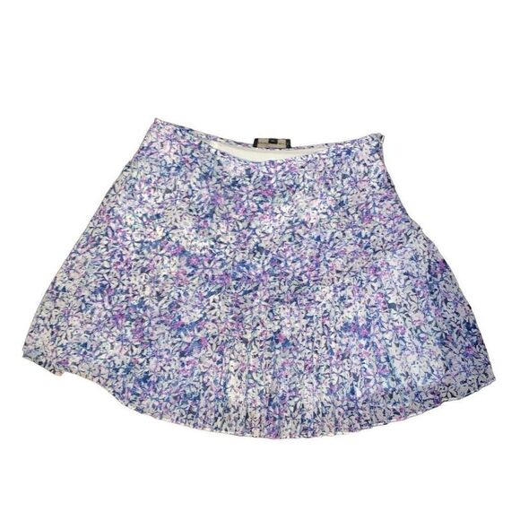 Banana Republic Size 2 Tiered Blue and Pink Floral Lined Faux Silk Asymmetrical - Picture 1 of 5